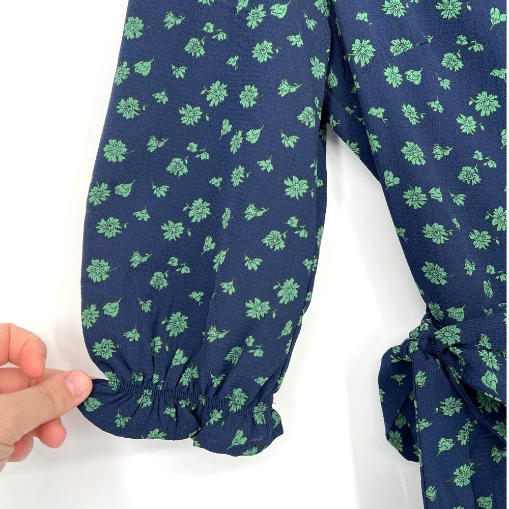 Monteau Los Angeles Navy Green Floral Tiered Midi Dress Small Cottagecore Brunch - Picture 3 of 10